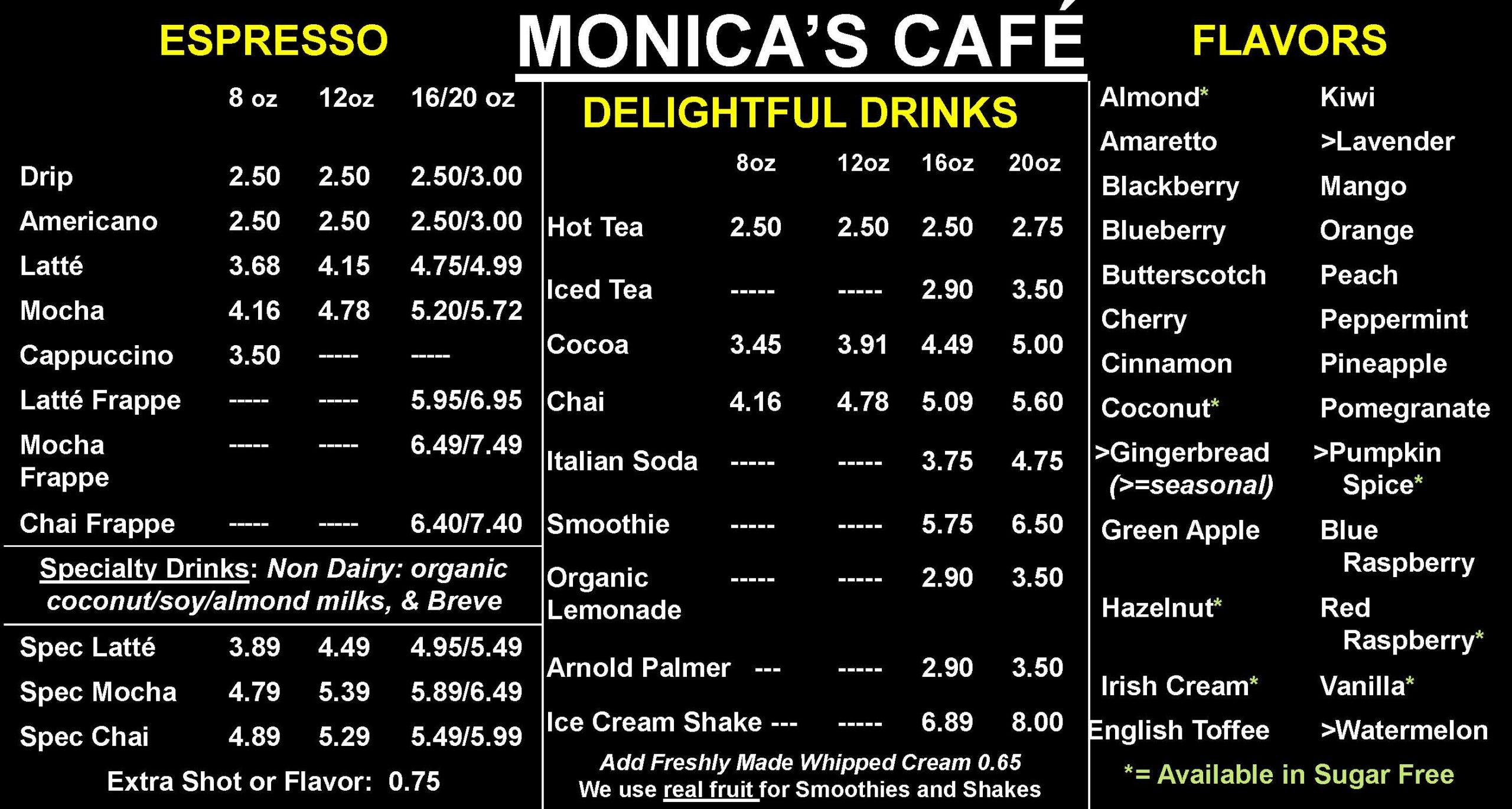 2020 01 Monica’s Cafe Digital Drink Menu Beverages